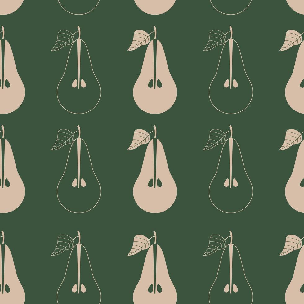 sömlös mönster med päron på en grön bakgrund vektor illustration