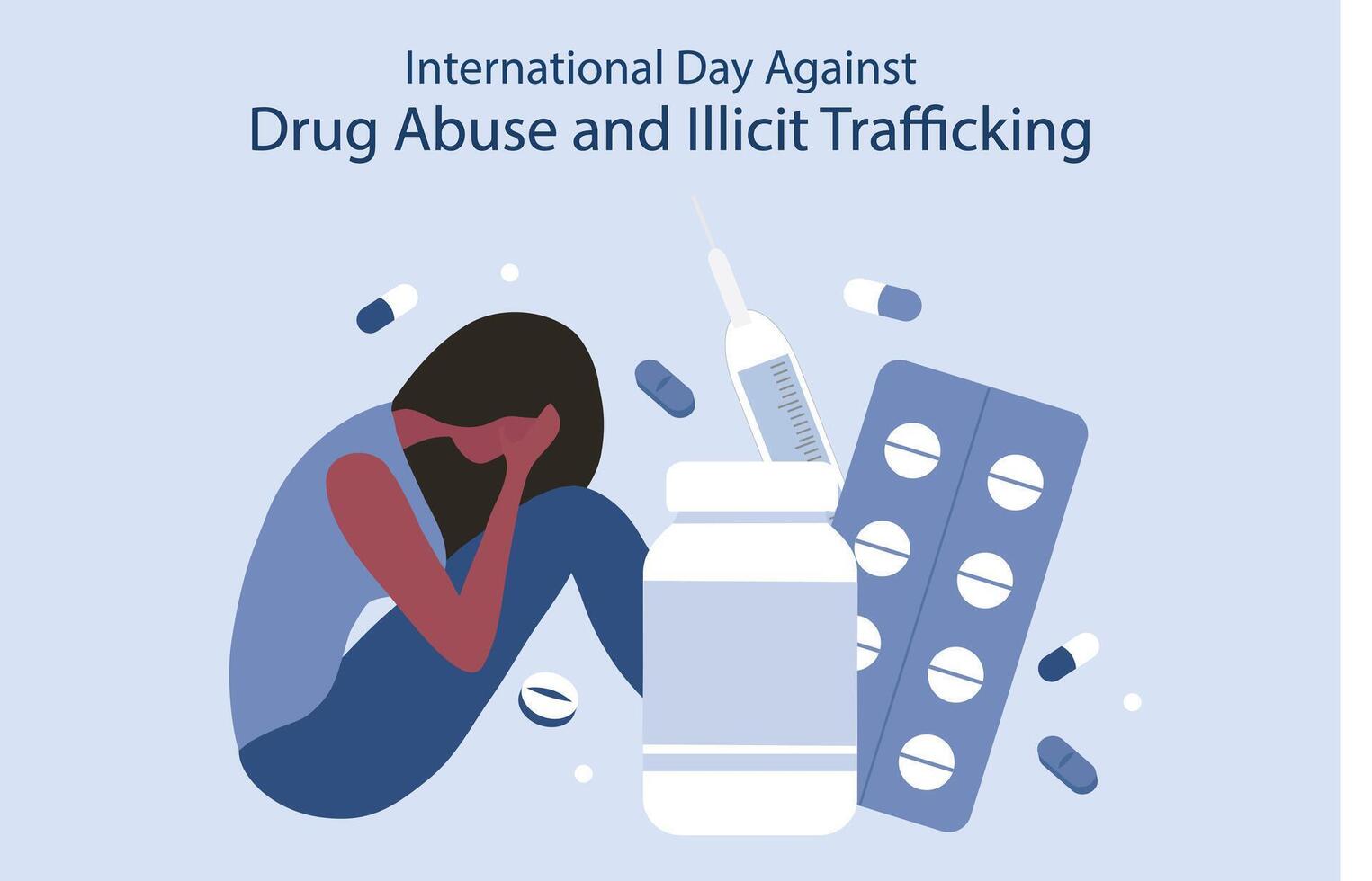 internationell dag mot läkemedel missbruk och olaglig trafficking vektor illustration