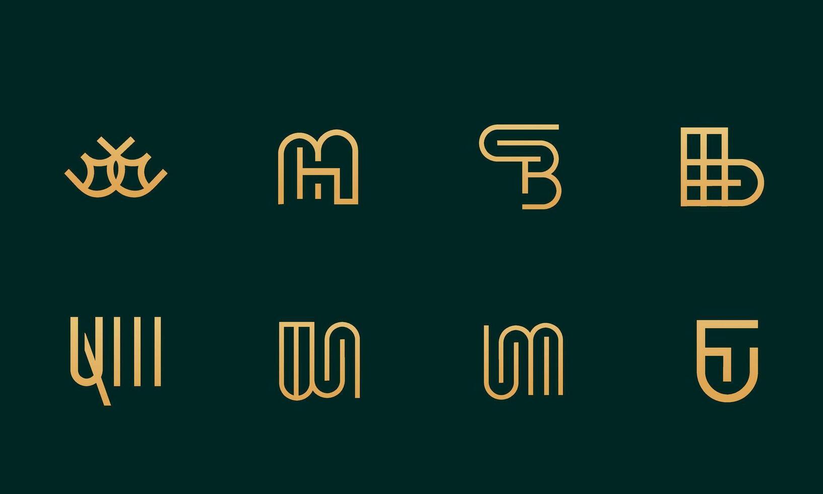 samling av 8 kreativ monogram brev logotyp design för företag vektor