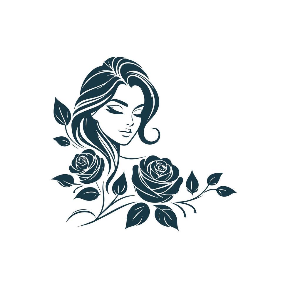 Frauen Rose Vektor Illustration verwenden Logo T-Shirt