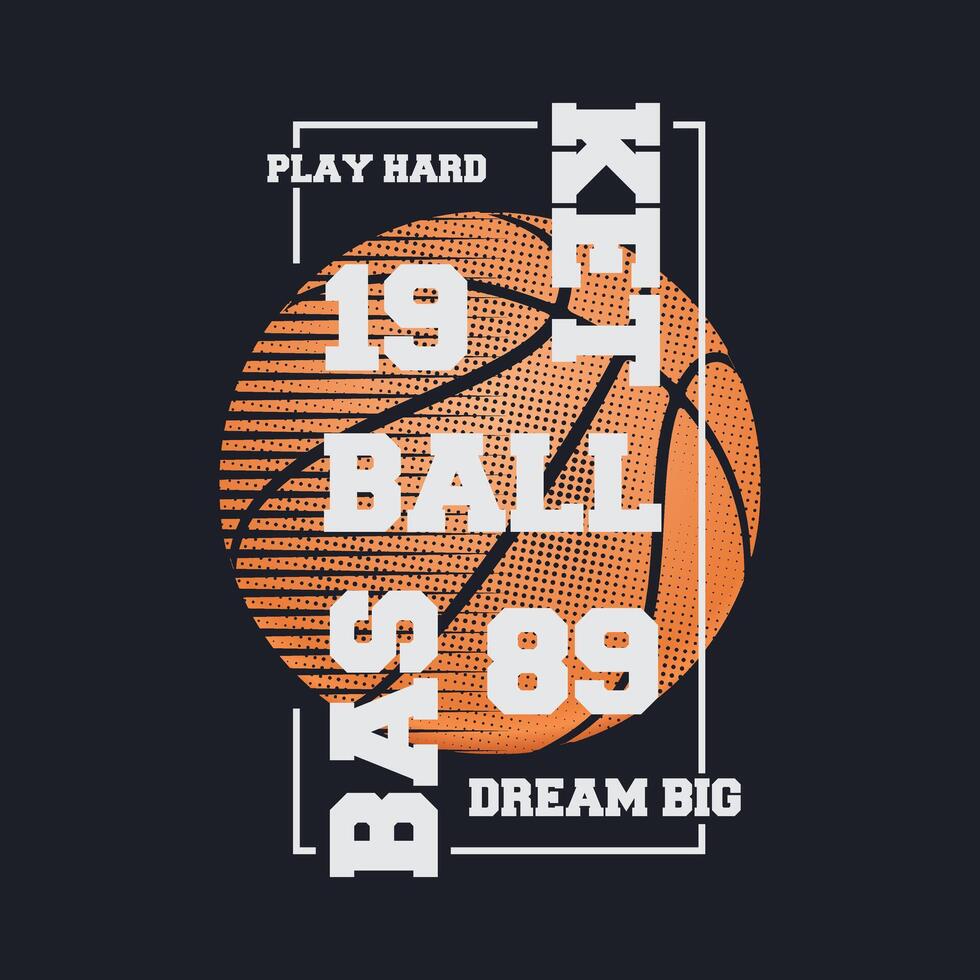 vektor illustration på de tema av basketboll. t-shirt grafik, affisch, baner, flygblad, skriva ut och vykort