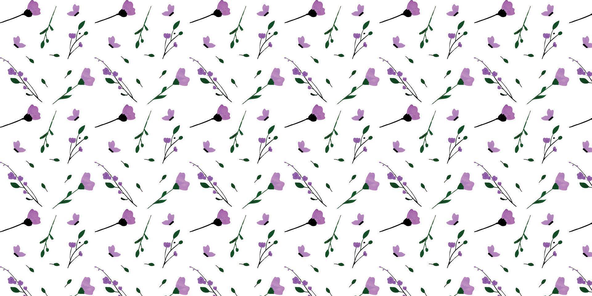nahtlos Vektor Blumen- Muster mit Gras Ornament. Gekritzel