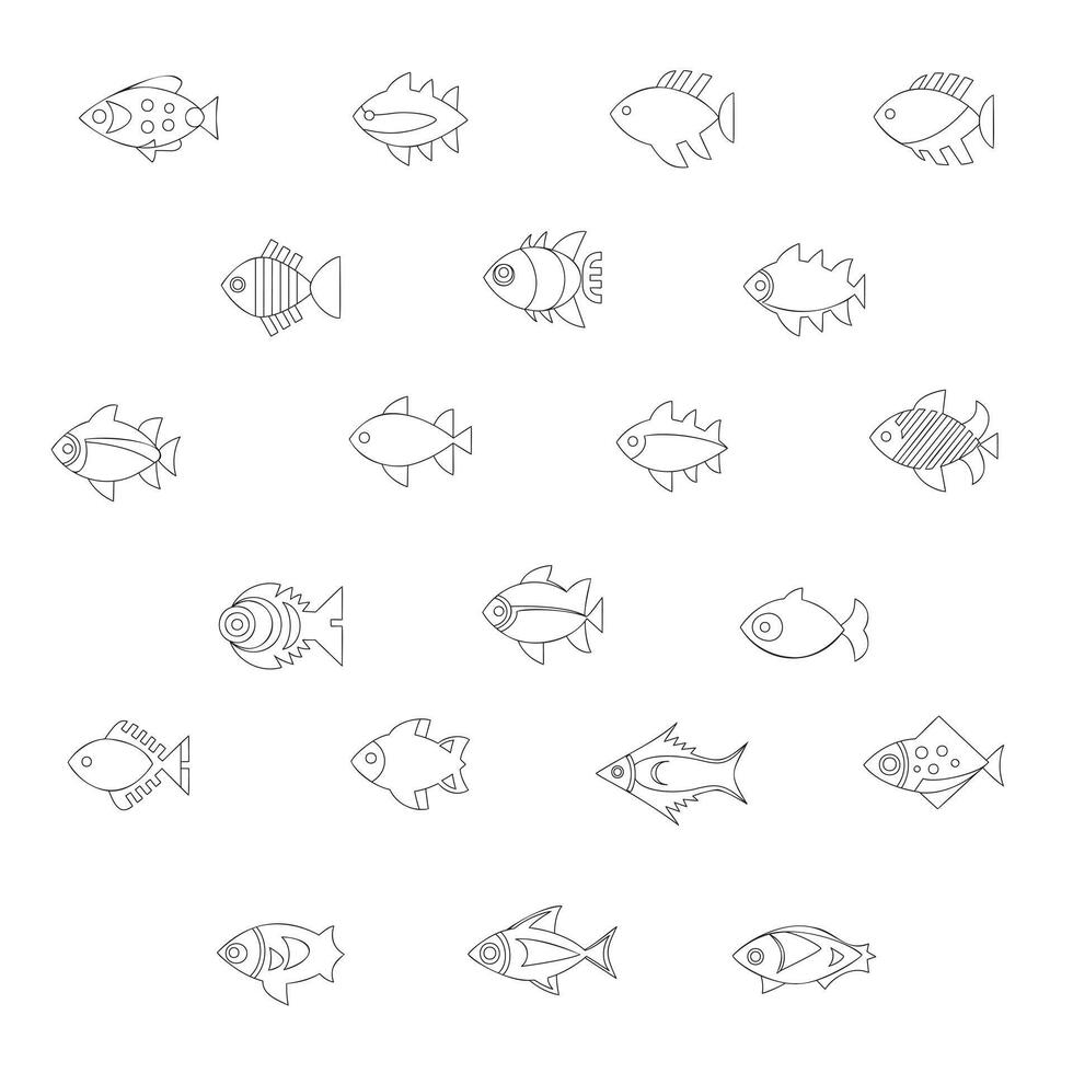 einfach Vektor Illustration von ein Fische Färbung Seite zum Kinder. isoliert Fisch auf Weiß Hintergrund. linear Stil. minimalistisch Vektor Kunst.