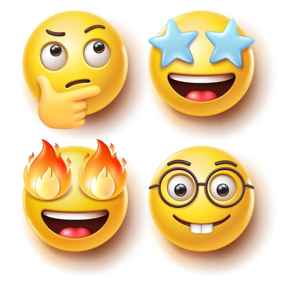 Emoji Emoticons Symbole Symbole Farbe Satz. vektor