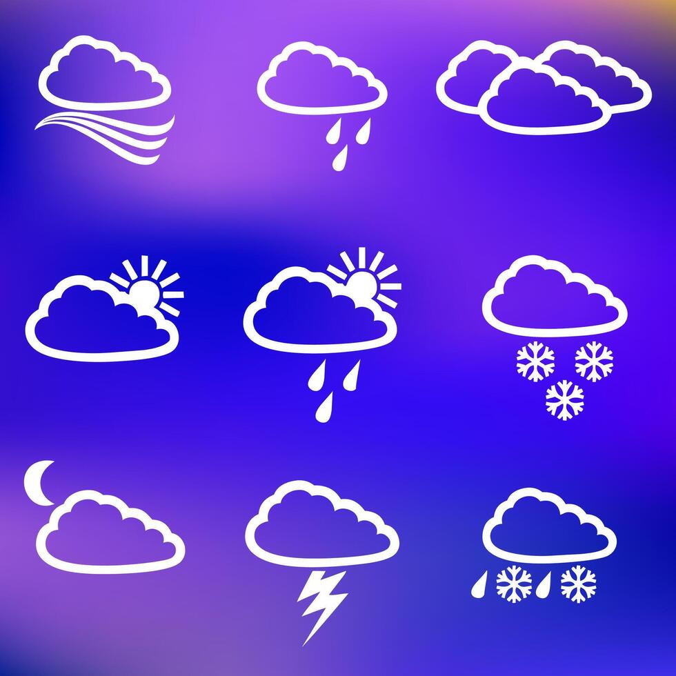 Winter Wetter Prognose Symbole auf verschwommen Hintergrund vektor