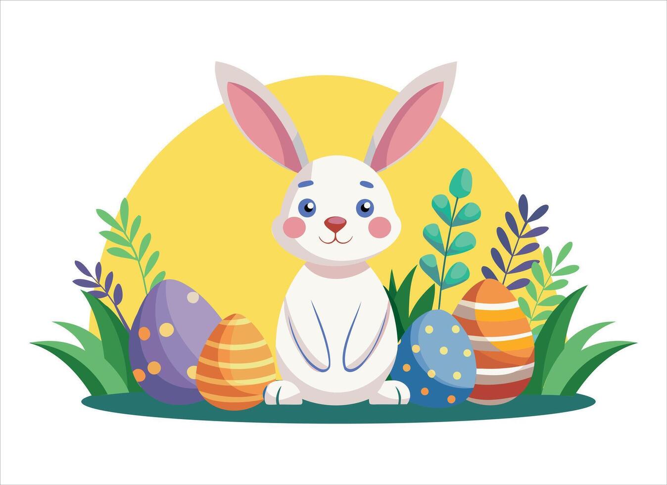 Ostern Hase mit Eier und Blumen vektor