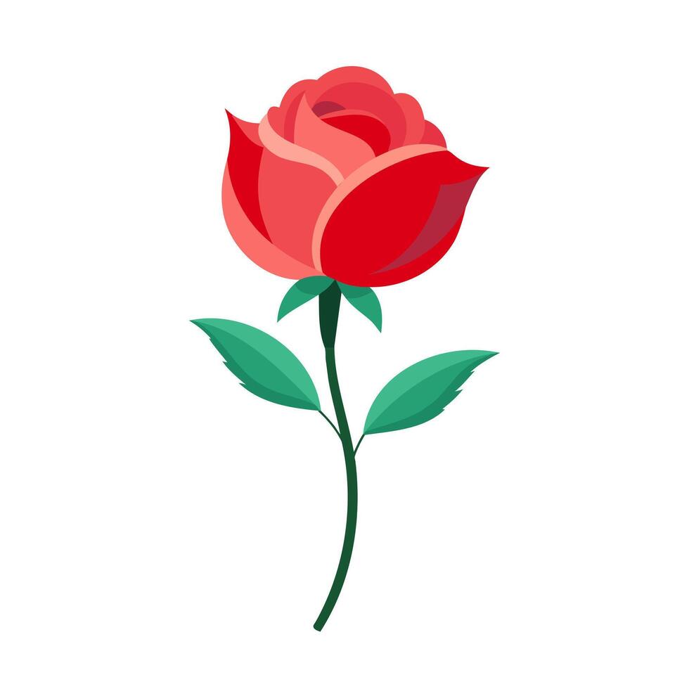 rot Rose Blume Vektor Illustration isoliert auf Weiß Hintergrund