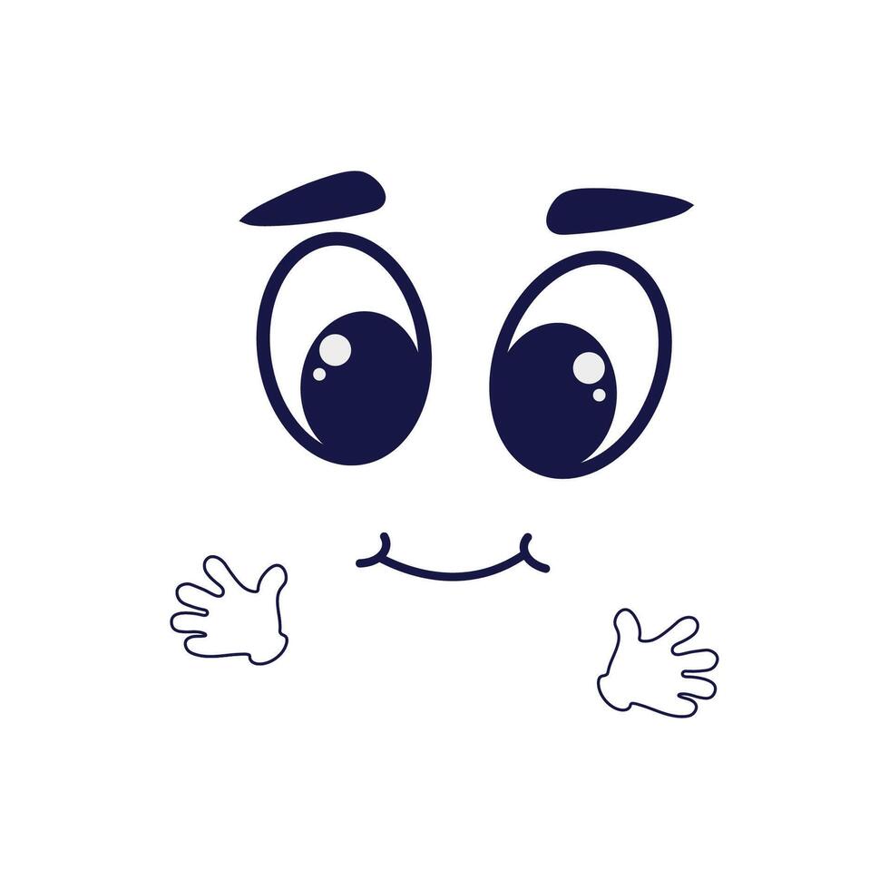 en söt liten ansikte av en karaktär med stor ögon och vit handskar. vektor