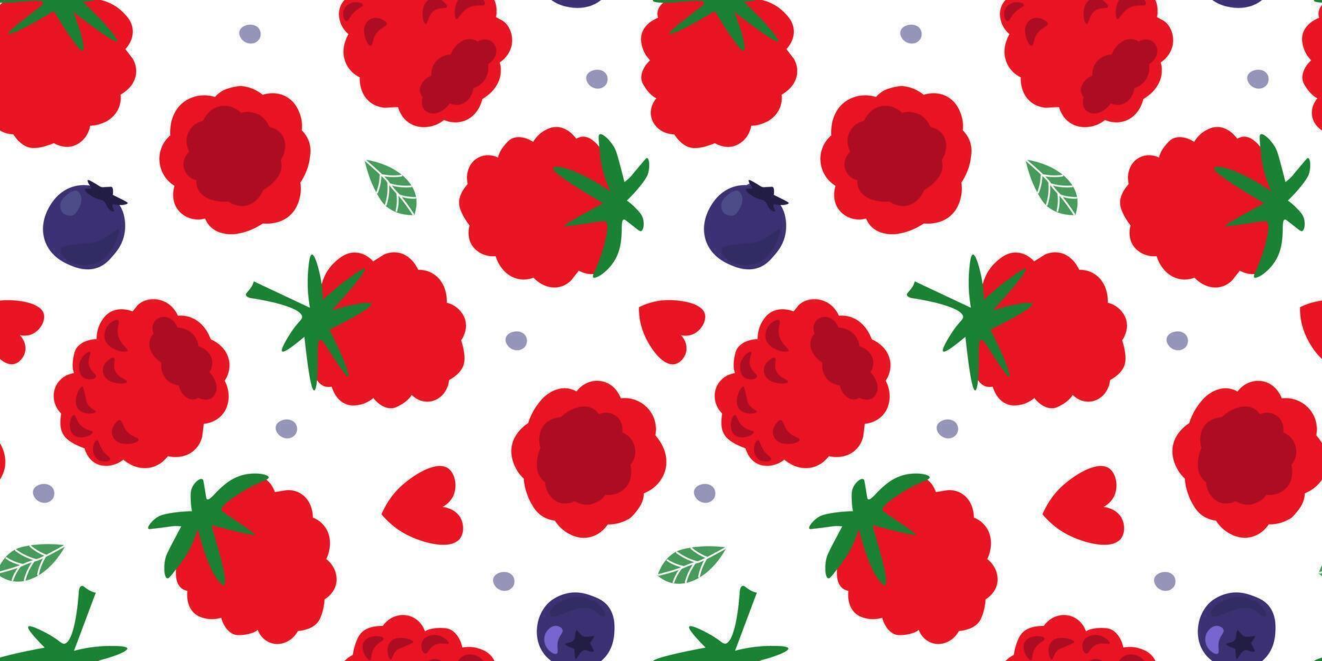 nahtlos Muster mit Himbeeren, Blaubeeren. einfach abstrakt Sommer- köstlich drucken. Vektor Grafik.