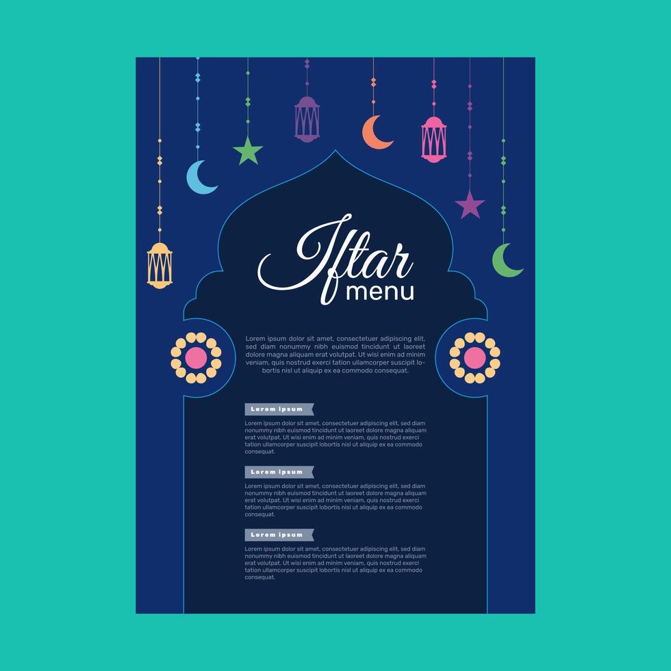islamisch iftar Speisekarte Design Vektor