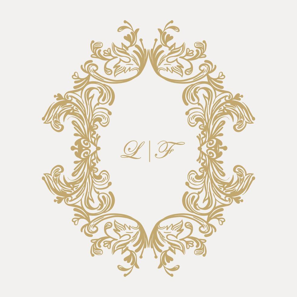 kompliziert Hochzeit Monogramm Kamm Design mit lf Initialen. vektor