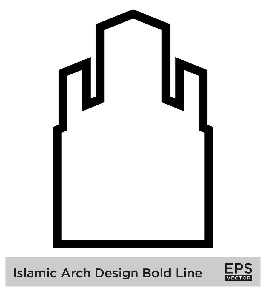 islamisch Bogen Design Fett gedruckt Linie Gliederung linear schwarz Schlaganfall Silhouetten Design Piktogramm Symbol visuell Illustration vektor