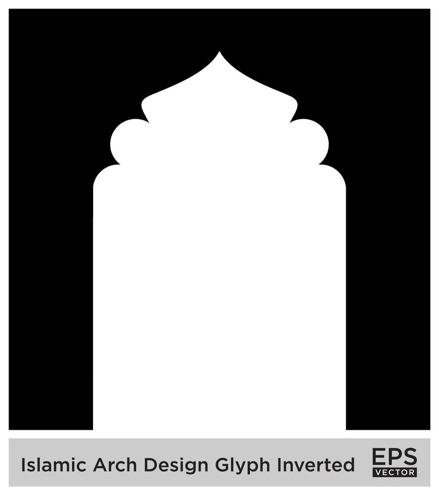 islamic båge design glyf omvänd svart fylld silhuetter design piktogram symbol visuell illustration vektor