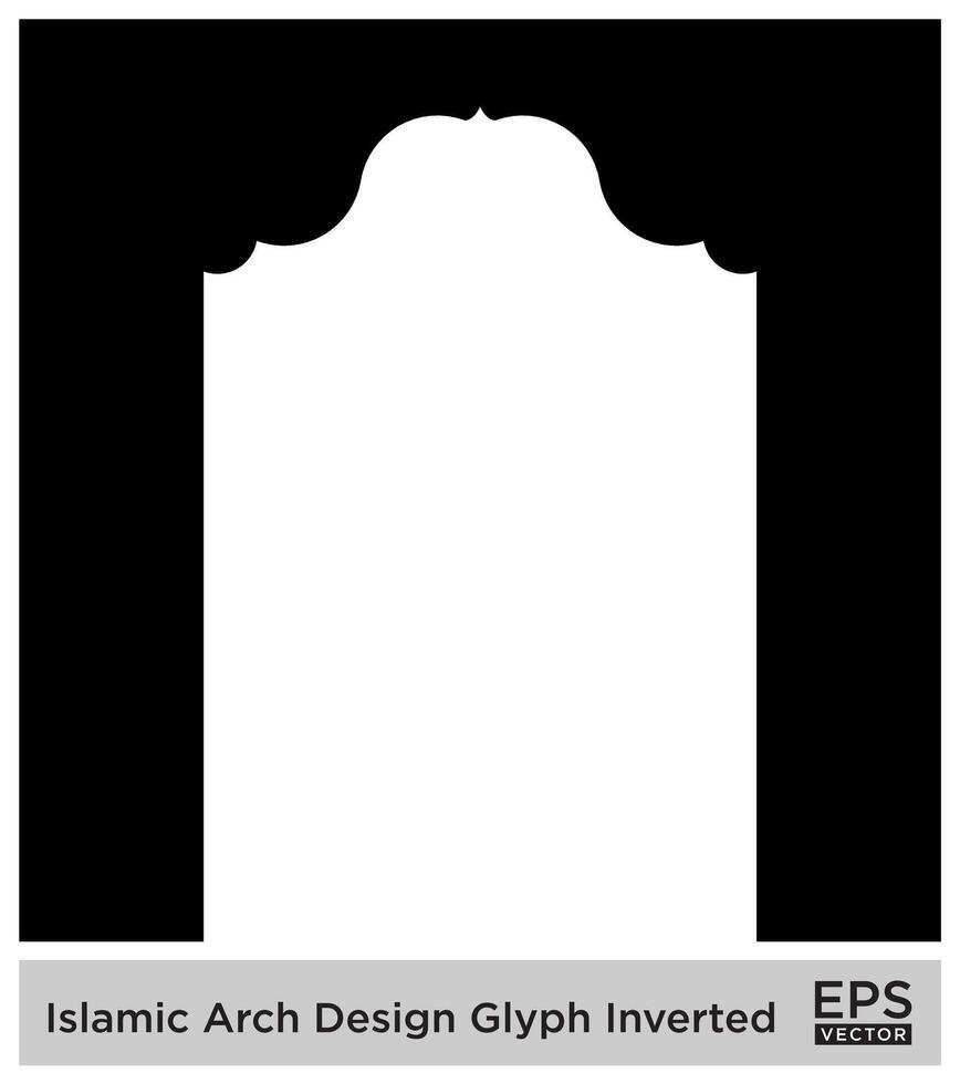 islamic båge design glyf omvänd svart fylld silhuetter design piktogram symbol visuell illustration vektor