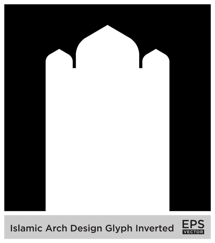 islamic båge design glyf omvänd svart fylld silhuetter design piktogram symbol visuell illustration vektor