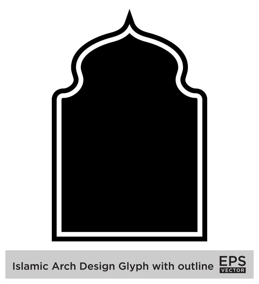 islamisch Bogen Design Glyphe mit Gliederung schwarz gefüllt Silhouetten Design Piktogramm Symbol visuell Illustration vektor