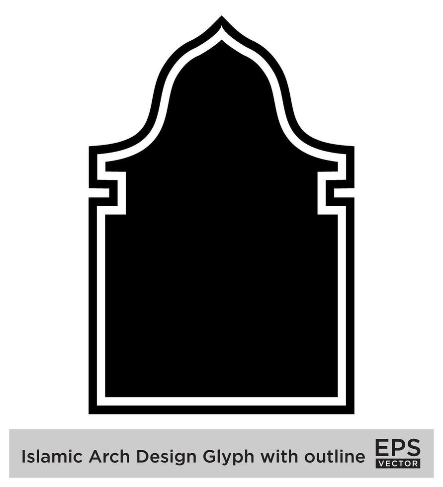 islamisch Bogen Design Glyphe mit Gliederung schwarz gefüllt Silhouetten Design Piktogramm Symbol visuell Illustration vektor