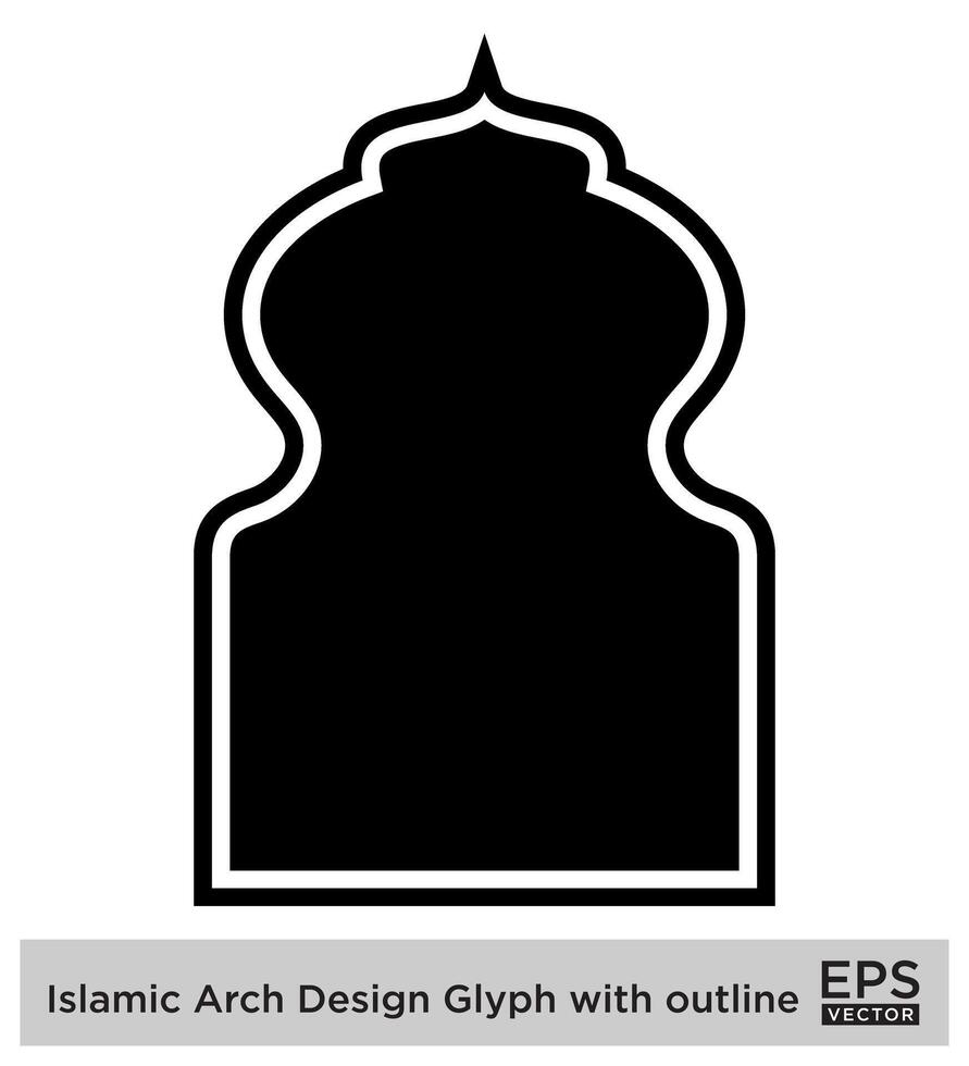 islamisch Bogen Design Glyphe mit Gliederung schwarz gefüllt Silhouetten Design Piktogramm Symbol visuell Illustration vektor