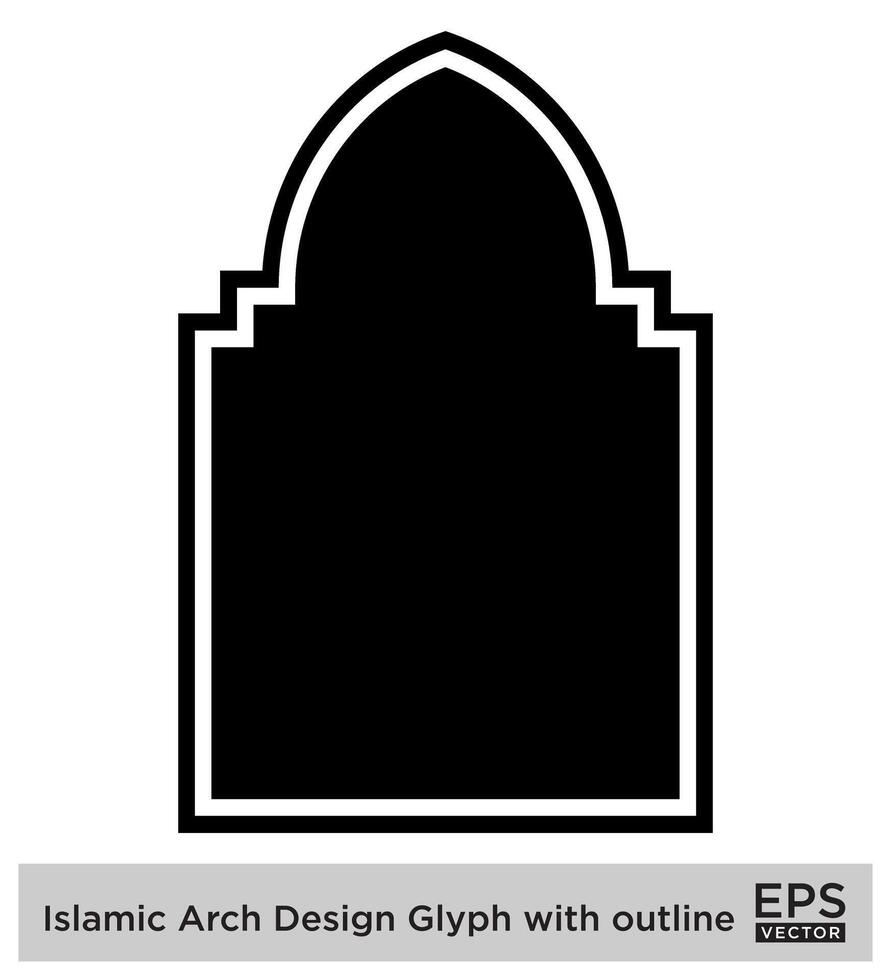 islamisch Bogen Design Glyphe mit Gliederung schwarz gefüllt Silhouetten Design Piktogramm Symbol visuell Illustration vektor