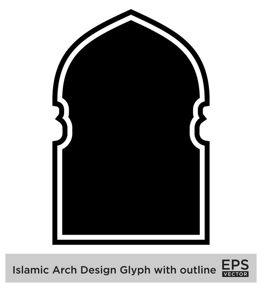 islamic båge design glyf med översikt svart fylld silhuetter design piktogram symbol visuell illustration vektor