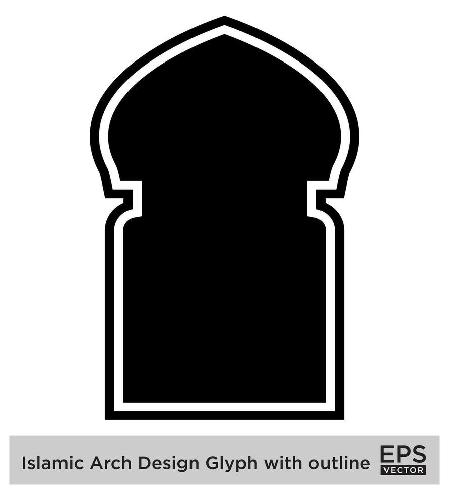 islamisch Bogen Design Glyphe mit Gliederung schwarz gefüllt Silhouetten Design Piktogramm Symbol visuell Illustration vektor