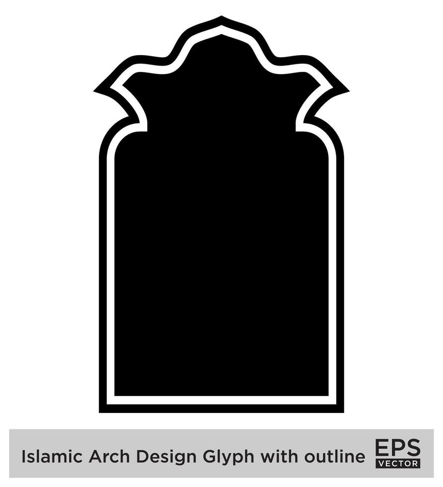 islamisch Bogen Design Glyphe mit Gliederung schwarz gefüllt Silhouetten Design Piktogramm Symbol visuell Illustration vektor