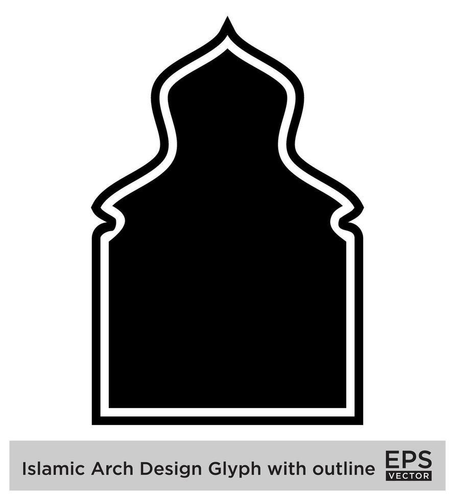islamic båge design glyf med översikt svart fylld silhuetter design piktogram symbol visuell illustration vektor
