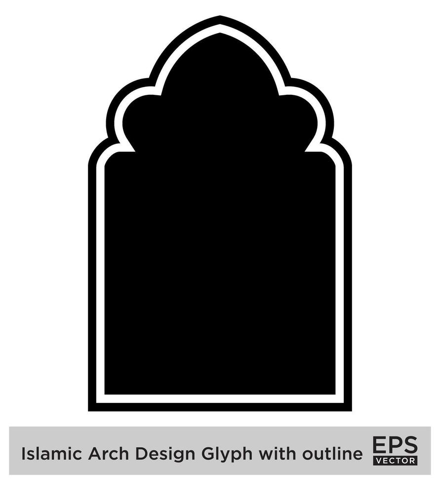 islamisch Bogen Design Glyphe mit Gliederung schwarz gefüllt Silhouetten Design Piktogramm Symbol visuell Illustration vektor