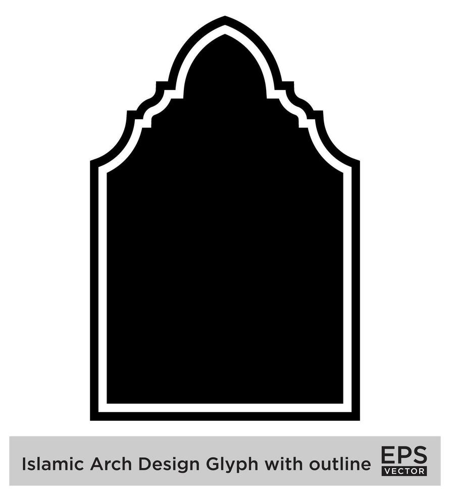 islamisch Bogen Design Glyphe mit Gliederung schwarz gefüllt Silhouetten Design Piktogramm Symbol visuell Illustration vektor