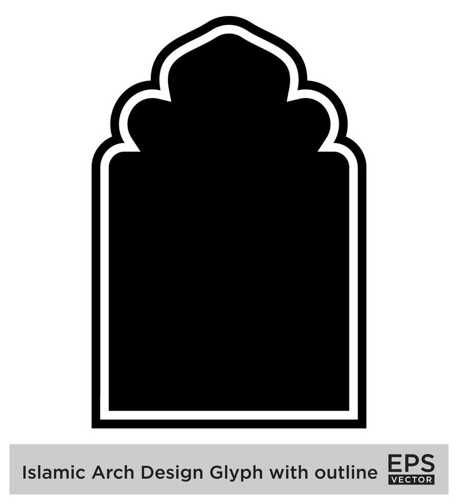 islamisch Bogen Design Glyphe mit Gliederung schwarz gefüllt Silhouetten Design Piktogramm Symbol visuell Illustration vektor