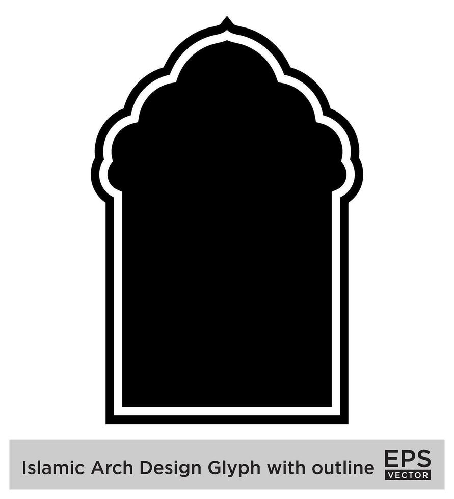 islamic båge design glyf med översikt svart fylld silhuetter design piktogram symbol visuell illustration vektor