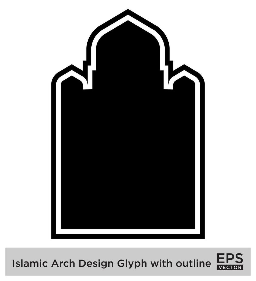 islamic båge design glyf med översikt svart fylld silhuetter design piktogram symbol visuell illustration vektor