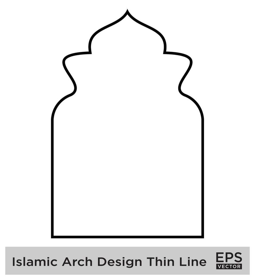 islamisch Bogen Design Fett gedruckt Linie Gliederung linear schwarz Schlaganfall Silhouetten Design Piktogramm Symbol visuell Illustration vektor