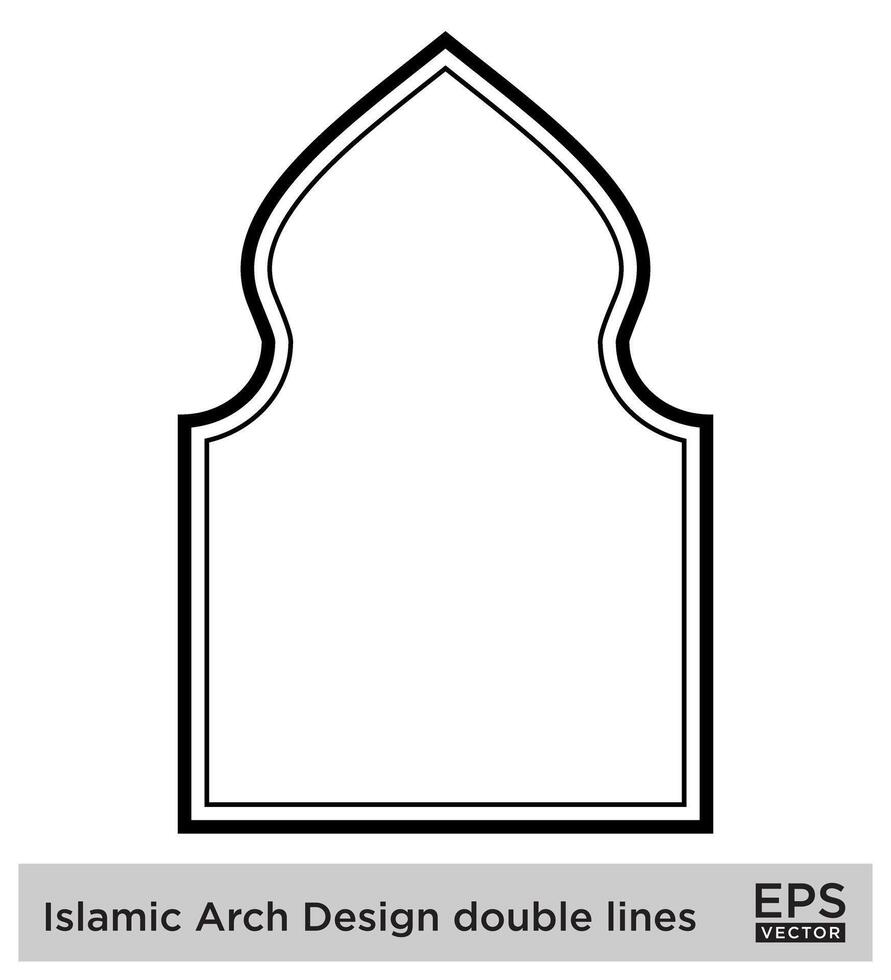 islamic båge design dubbel- rader översikt linjär svart stroke silhuetter design piktogram symbol visuell illustration vektor