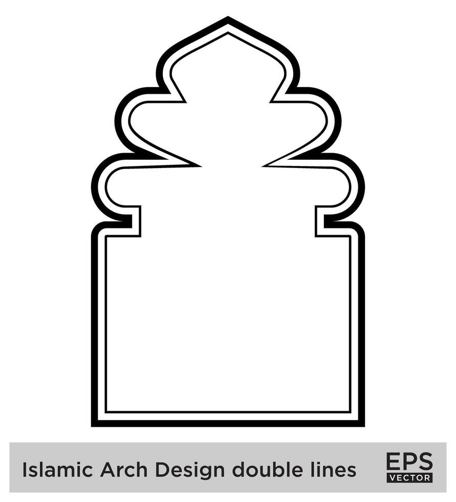 islamic båge design dubbel- rader översikt linjär svart stroke silhuetter design piktogram symbol visuell illustration vektor