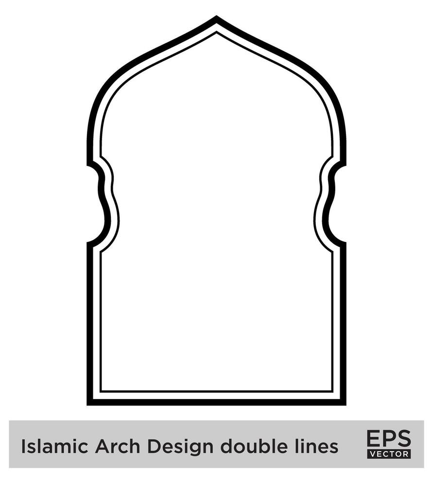 islamisch Bogen Design doppelt Linien Gliederung linear schwarz Schlaganfall Silhouetten Design Piktogramm Symbol visuell Illustration vektor