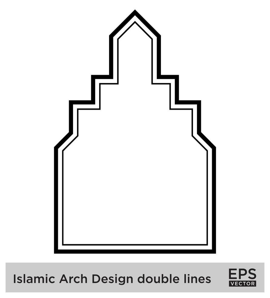 islamic båge design dubbel- rader översikt linjär svart stroke silhuetter design piktogram symbol visuell illustration vektor