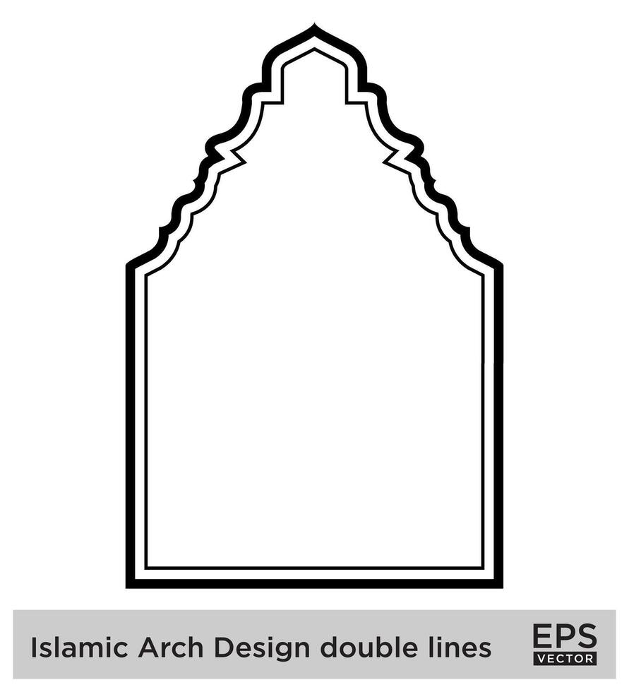 islamic båge design dubbel- rader översikt linjär svart stroke silhuetter design piktogram symbol visuell illustration vektor