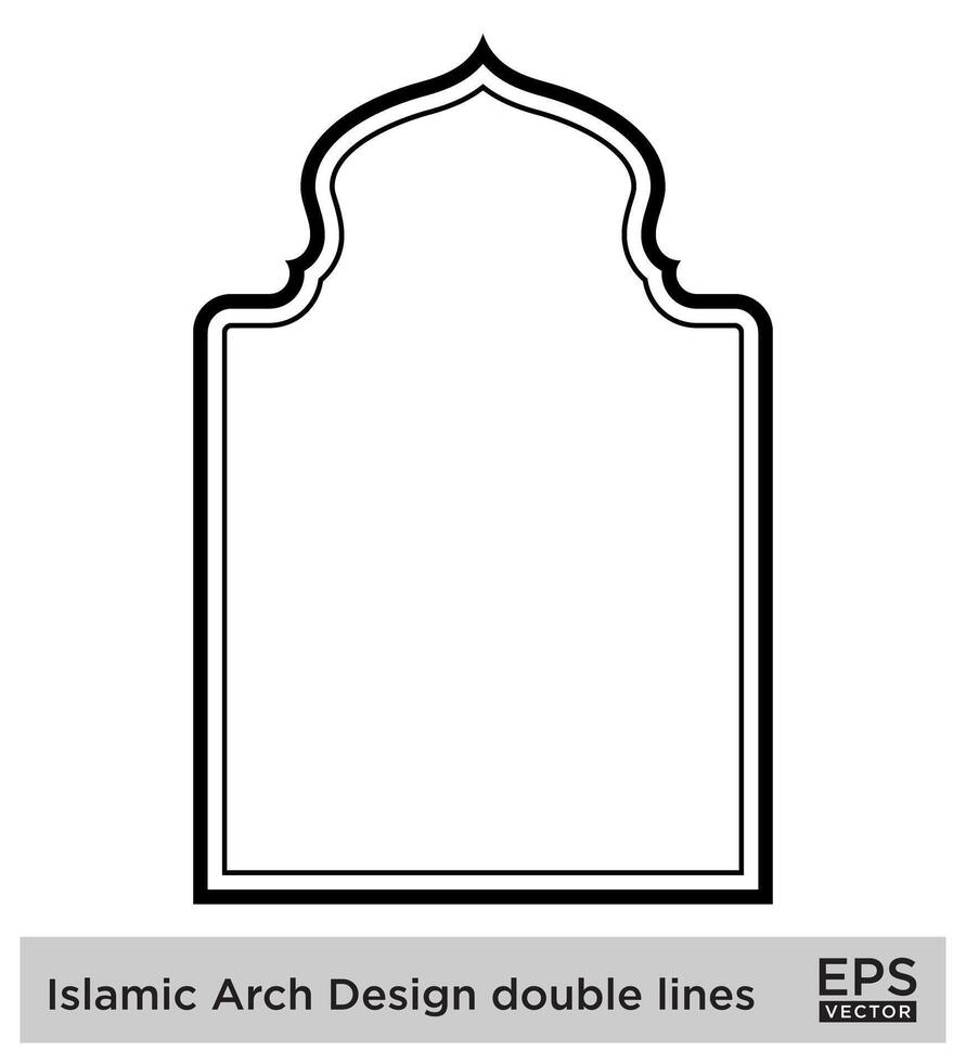 islamic båge design dubbel- rader översikt linjär svart stroke silhuetter design piktogram symbol visuell illustration vektor