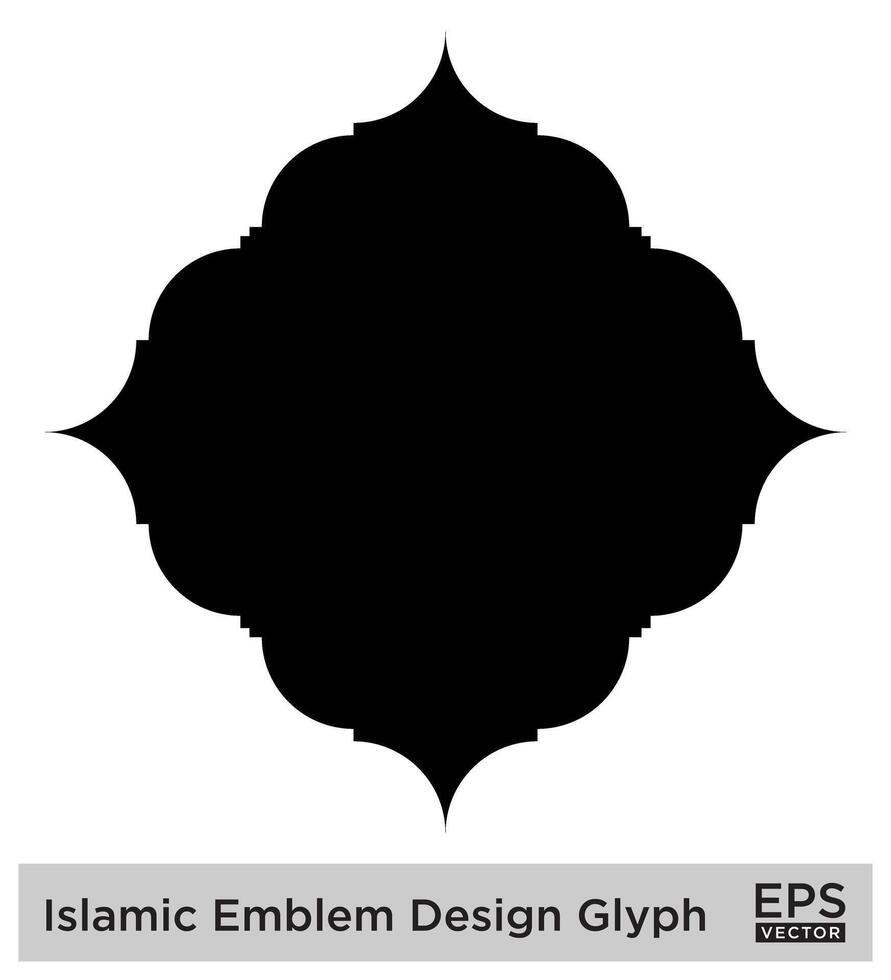 islamic amblem design glyf svart fylld silhuetter design piktogram symbol visuell illustration vektor