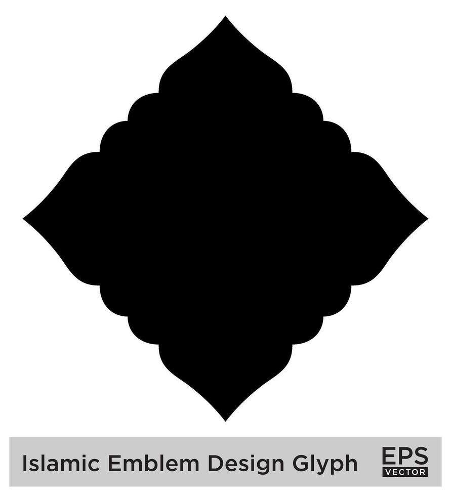 islamic amblem design glyf svart fylld silhuetter design piktogram symbol visuell illustration vektor