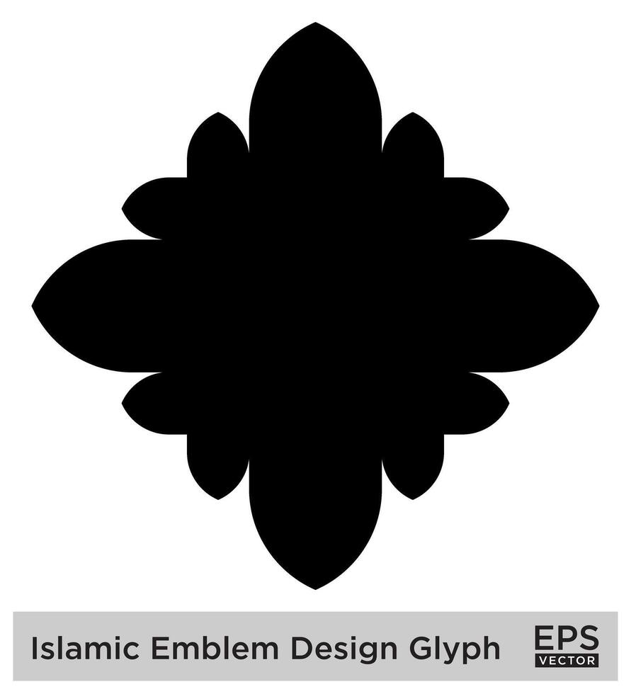 islamic amblem design glyf svart fylld silhuetter design piktogram symbol visuell illustration vektor