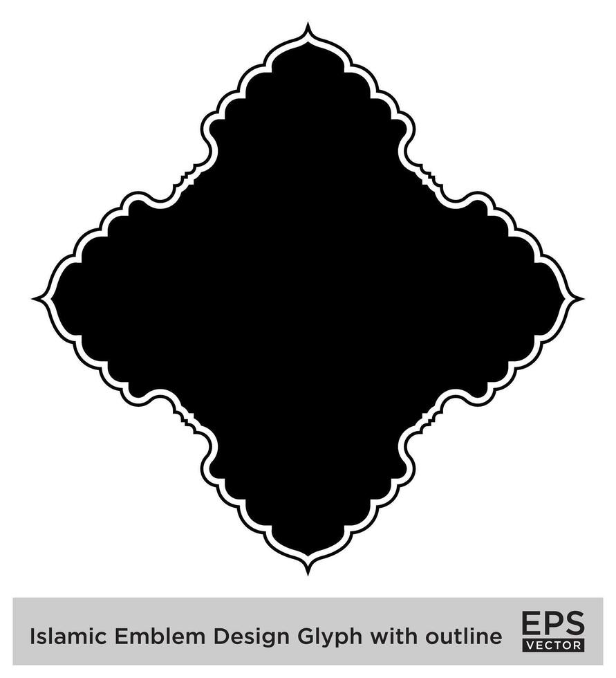 islamic amblem design glyf med översikt svart fylld silhuetter design piktogram symbol visuell illustration vektor