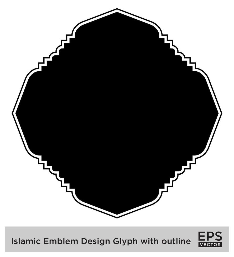 islamic amblem design glyf med översikt svart fylld silhuetter design piktogram symbol visuell illustration vektor