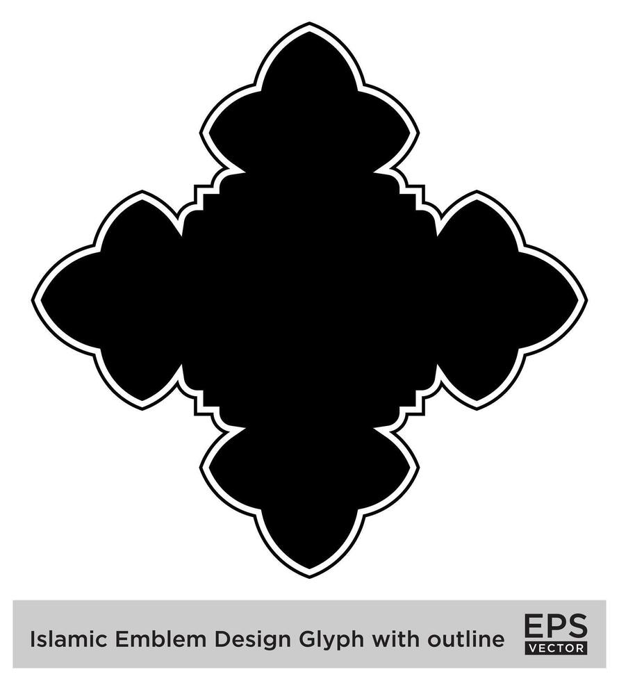 islamisch amblem Design Glyphe mit Gliederung schwarz gefüllt Silhouetten Design Piktogramm Symbol visuell Illustration vektor