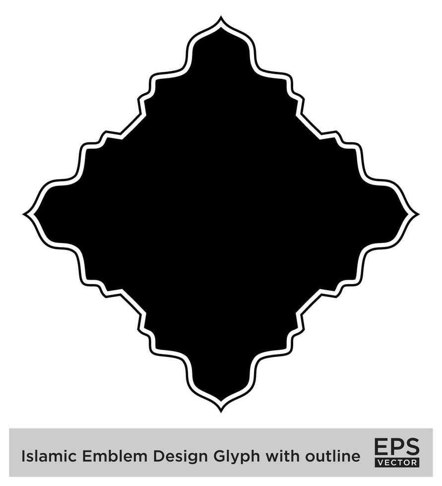 islamic amblem design glyf med översikt svart fylld silhuetter design piktogram symbol visuell illustration vektor