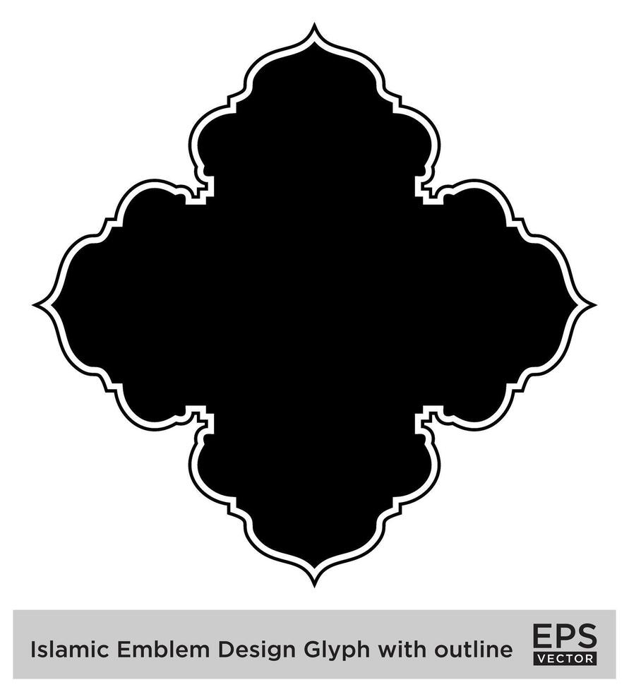 islamisch amblem Design Glyphe mit Gliederung schwarz gefüllt Silhouetten Design Piktogramm Symbol visuell Illustration vektor