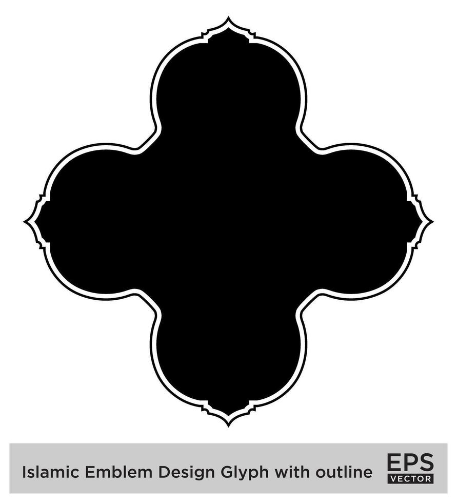 islamic amblem design glyf med översikt svart fylld silhuetter design piktogram symbol visuell illustration vektor