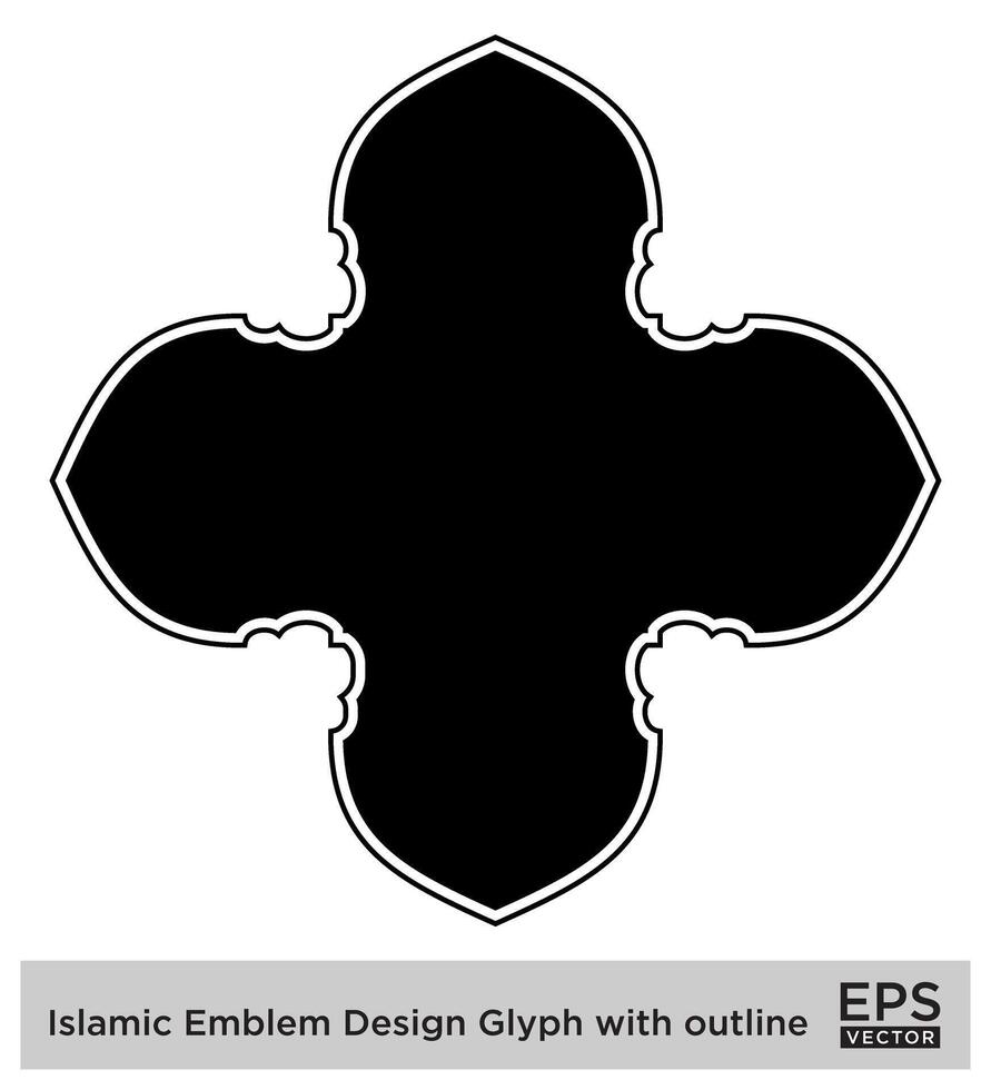 islamisch amblem Design Glyphe mit Gliederung schwarz gefüllt Silhouetten Design Piktogramm Symbol visuell Illustration vektor