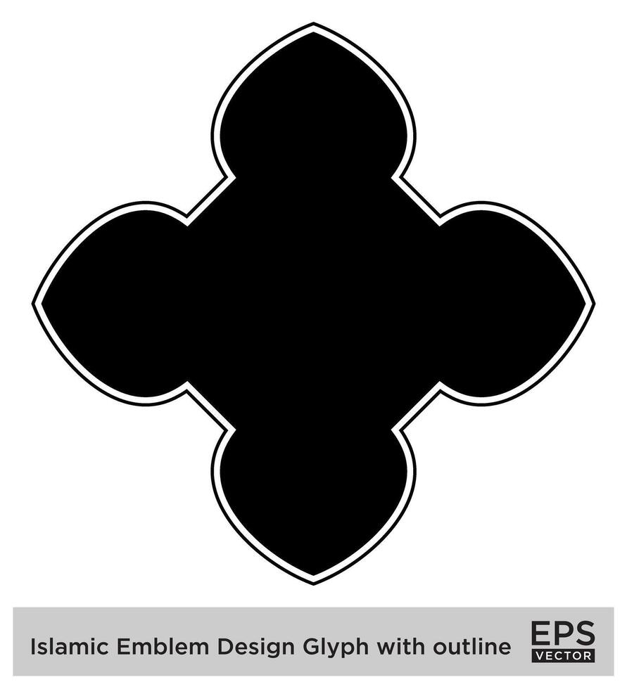 islamisch amblem Design Glyphe mit Gliederung schwarz gefüllt Silhouetten Design Piktogramm Symbol visuell Illustration vektor